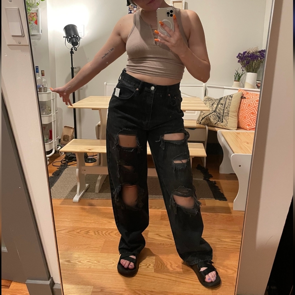 BDG Black Boyfriend Jeans with Distressed Details